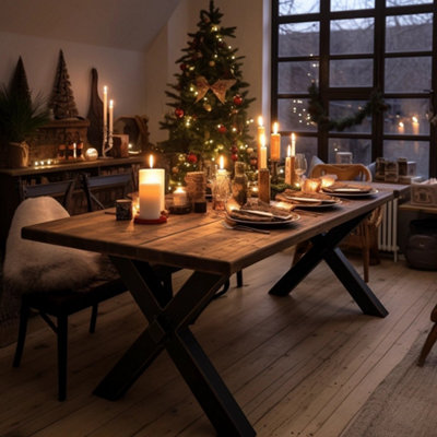 Sleek and Slender Reclaimed Dining Table - 240x90cm (seats 6-8 people ...