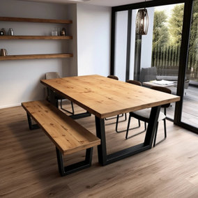 Sleek and Slender Rustic Dining Table - 120x120cm