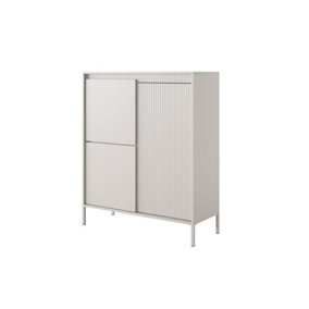 Sleek and Stylish SENNE Highboard Cabinet (H)1230mm (W)1040mm (D)400mm - Beige Matt
