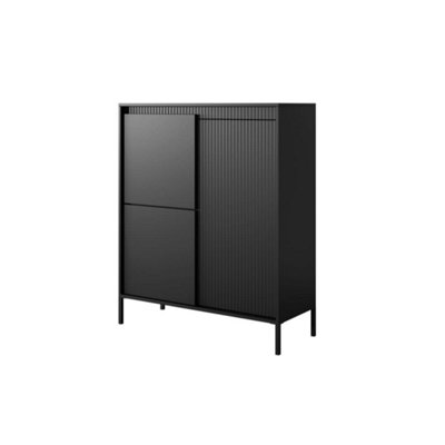 Sleek and Stylish SENNE Highboard Cabinet (H)1230mm (W)1040mm (D)400mm - Black Matt