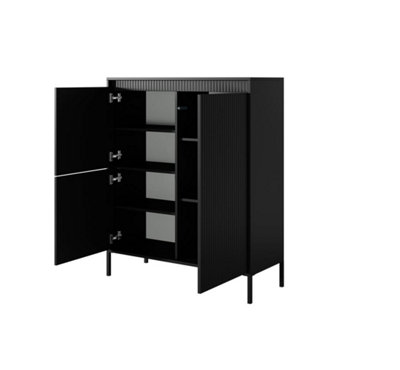 Sleek and Stylish SENNE Highboard Cabinet (H)1230mm (W)1040mm (D)400mm - Black Matt