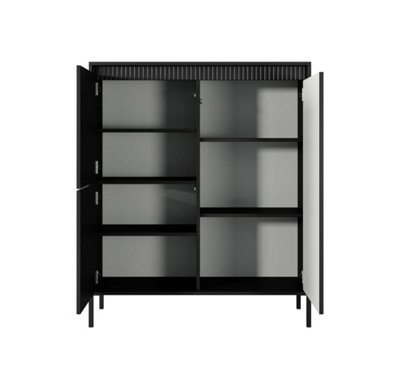 Sleek and Stylish SENNE Highboard Cabinet (H)1230mm (W)1040mm (D)400mm - Black Matt