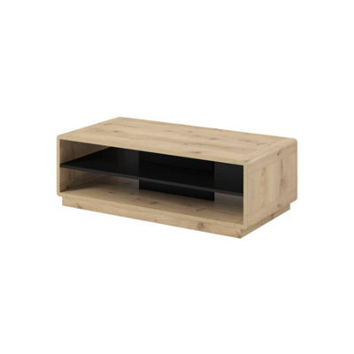 Sleek Aston 99 Coffee Table 120cm - Black Matt & Oak Torus: Stylish Centerpiece for Modern Living Spaces