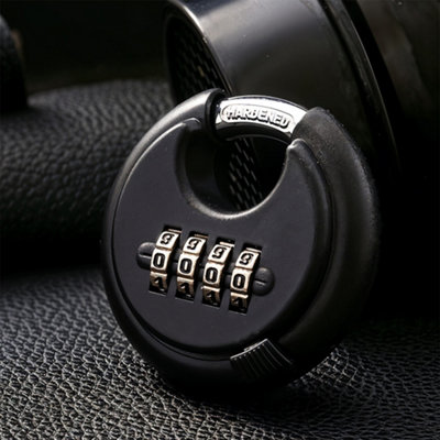 Sleek Balck Secure Combination Disc Type Padlock with 4 digit for Warehouse, Sheds, Storage Unit