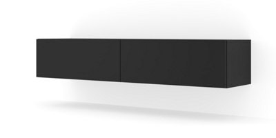 Sleek BINGO 160cm Wall-Mounted TV Cabinet in Black Matt - 1600mm x 400mm x 300mm