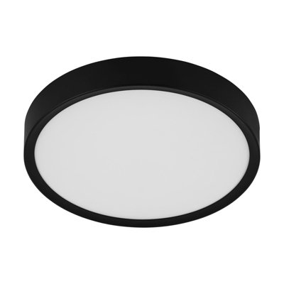 Sleek Black Flush Ceiling Light with White Shade and 16.8W LED Bulb Included