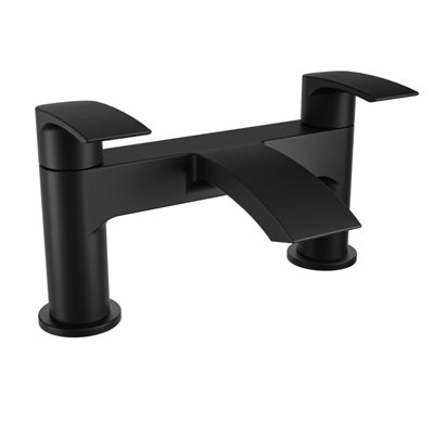 Sleek Black Matt Waterfall Bath Filler Mixer Tap Modern - 5