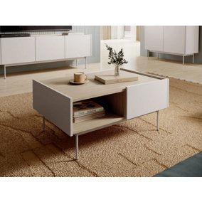 Sleek Cashmere Beige Coffee Table (H450mmW970mm D650mm) - Living Room Furniture with Practical Drawers