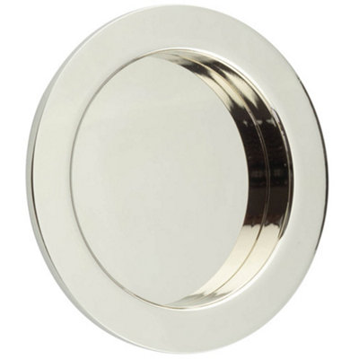 Sleek Circular Flush Pull in Polished Nickel for Modern Interiors - Door Handle