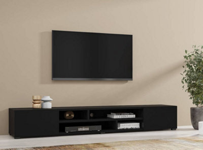 Sleek Coby 40 TV Cabinet 2090mm in Black Matt - Contemporary Media Unit H330mm D450mm