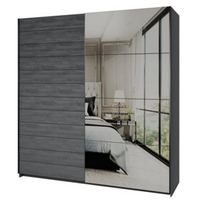 Sleek Galaxy Wardrobe with Sliding Doors in Oak Carbon - Stylish Storage, H2100mm W2000mm D610mm