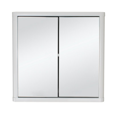Sleek Gloss Double Mirrored Bathroom Storage in White DIY at B&Q