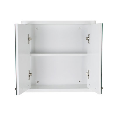 Sleek Gloss Double Mirrored Bathroom Storage Cabinet in White