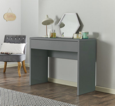 Grey gloss console table with deals drawers