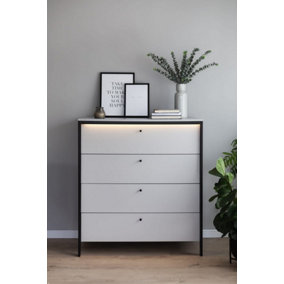 Sleek GRIS Chest of Drawers - Stylish Clothing Storage with Integrated LED Lighting (H)1150mm x (W)1010mm x (D)490mm