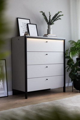 Sleek GRIS Chest of Drawers - Stylish Clothing Storage with Integrated LED Lighting (H)1150mm x (W)1010mm x (D)490mm