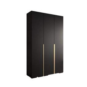 Sleek Inova I Hinged Door Wardrobe H2370mm W1500mm D470mm - Modern Black Finish with Gold Vertical Metal Handles