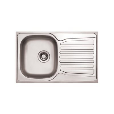 Sleek Inset Stainless Steel Kitchen Sink with Right-Hand Drainer ...