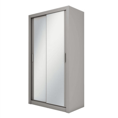 Sleek Mirrored Sliding Wardrobe in Grey - Spacious & Modern (H2150mm x W1200mm x D600mm)