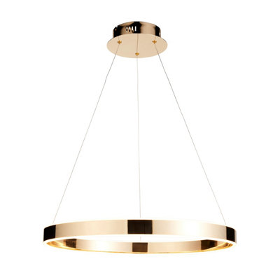 Sleek Modern Ceiling Pendant Light in French Gold with Frosted Acrylic Shade