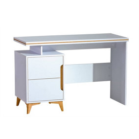 Sleek Office Essential: Gappa Desk, White & Mountain Ash, H789mm W1200mm D520mm