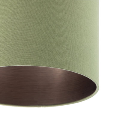 Sleek Olive Green Lamp Shade in Linen Fabric with Bronze Resin Inner