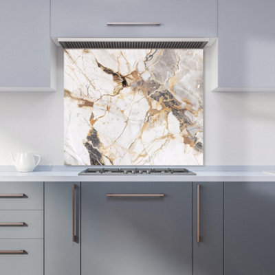 SLEEK PALE MARBLE EFFECT KITCHEN SPLASHBACK