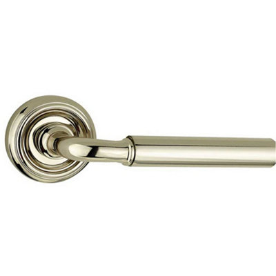 Sleek Polished Nickel Door Handle on Rose for Modern Homes - Interior Handle