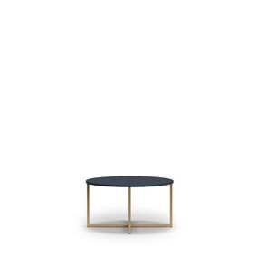 Sleek Pula Coffee Table 80cm - Contemporary Navy with Gold Detailing - W800mm x H390mm x D800mm