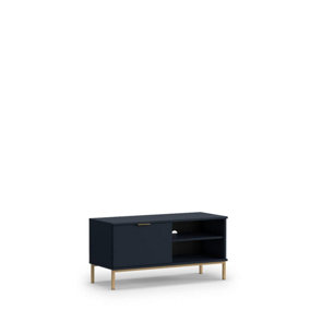 Sleek Pula TV Cabinet - Compact Navy with Gold Detailing - W1010mm x H500mm x D410mm