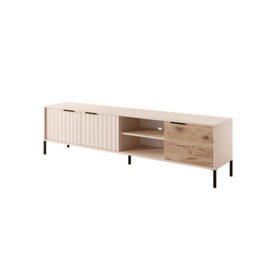 Sleek Rave TV Stand (H)540mm (W)2030mm (D)400mm - Contemporary Chic with MDF Ripple