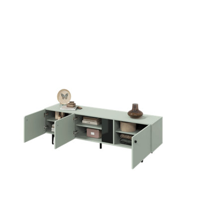 Sleek Sage Green Milano TV Cabinet - Chic Storage (H)500mm (W)1650mm (D)410mm, Contemporary Elegance