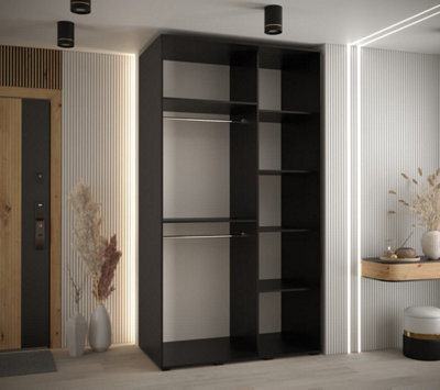 Sleek Sapporo Sliding Door Wardrobe in Black for Modern Storage Needs  (H)2050mm (W)1300mm (D)600mm