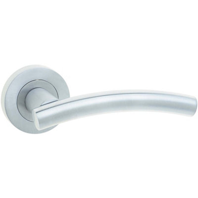 Sleek Satin Chrome Curve Door Handle on Rose for Modern and Traditional Interiors - Interior Handle