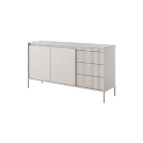 Sleek SENNE Sideboard Cabinet (H)810mm (W)1540mm (D)400mm - Beige Matt with Fluted Fronts