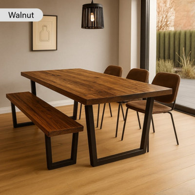 Sleek & Slender Rustic Dining Table - Walnut