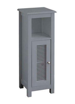 Sleek Slimline Grey Rattan Bathroom Storage Cabinet