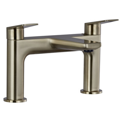 Sleek Solid Brass Lever Bath Filler Tap - Brushed Brass