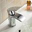 Sleek Waterfall Basin Sink Mixer Tap & Slotted Basin Waste Chrome