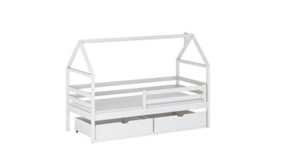 Sleek White Aaron Single Bed with Storage and Bonnell Mattress (H)750mm (W)1980mm (D)970mm, Ideal for Kids' Bedrooms
