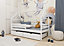 Sleek White Aaron Single Bed with Storage and Foam Mattress (H)750mm (W)1980mm (D)970mm, Ideal for Kids' Bedrooms