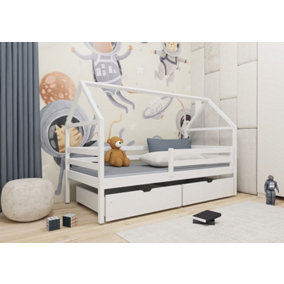 Sleek White Aaron Single Bed with Storage (H)750mm (W)1980mm (D)970mm, Ideal for Kids' Bedrooms