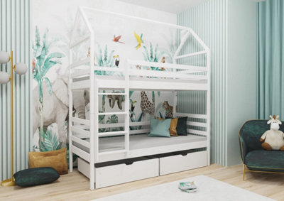 Sleek White Alex Bunk Bed with Storage (H)217cm (W)198cm (D)98cm - Bright & Space-Saving