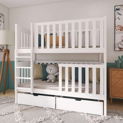 Sleek White David Bunk Bed with Storage (H)179cm (W)198cm (D)98cm - Bright & Spacious Feel