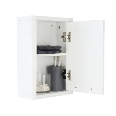 Sleek White Gloss Bathroom Mirrored Door Cabinet