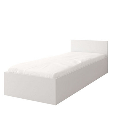 Sleek White Matt Single Bed with Storage H700mm W935mm L2060mm - Space-Saving Elegance for Modern Bedrooms