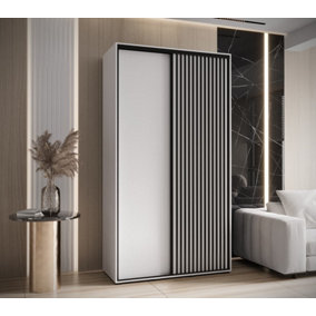 Sleek White Sapporo Sliding Door Wardrobe for Modern Storage Needs  (H)2050mm (W)1300mm (D)600mm