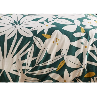 Sleepdown Arren English Floral Teal White Cotton Duvet Set Quilt Cover Bedding Double