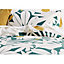Sleepdown Arren English Floral Teal White Cotton Duvet Set Quilt Cover Bedding King Size