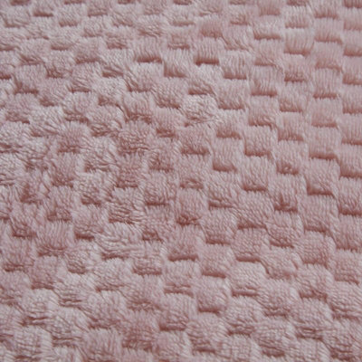 Sleepdown Blush Pink Waffle Teddy Fleece Duvet Quilt Cover Pillowcase Set Thermal Bedding Double - 3